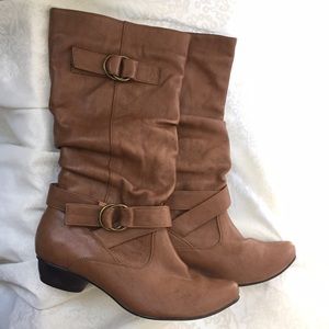 Brown Slouchy Boots with Wrap Detail from Japan