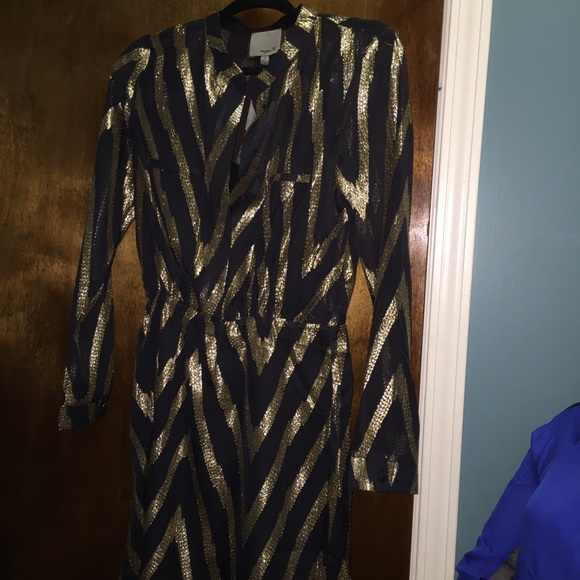 Black and gold silk dress