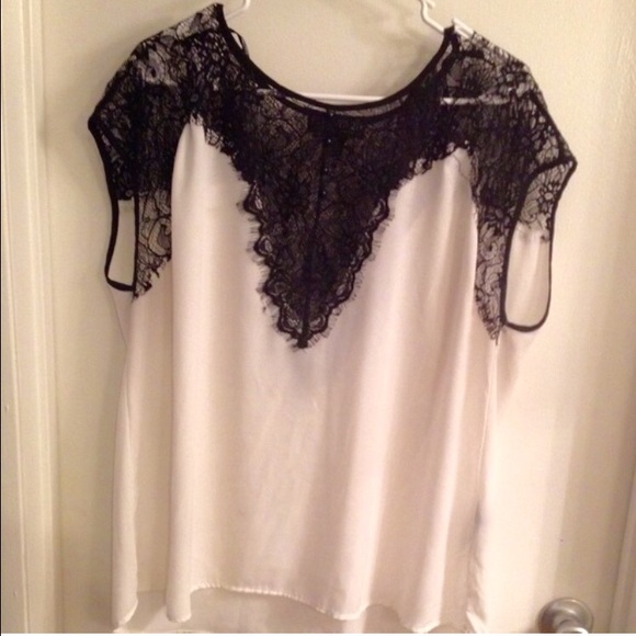 Black & White Lace - silky shirt