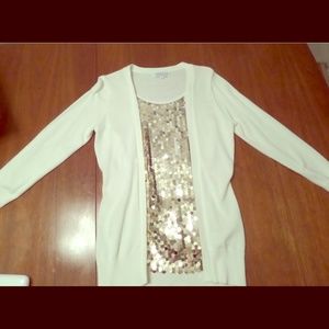 Cream and gold sequin blouse