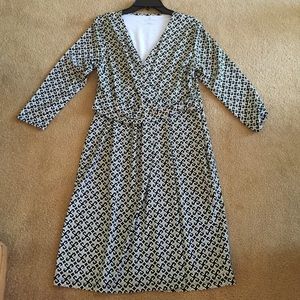 Talbots dress. Black and white pattern. Size L