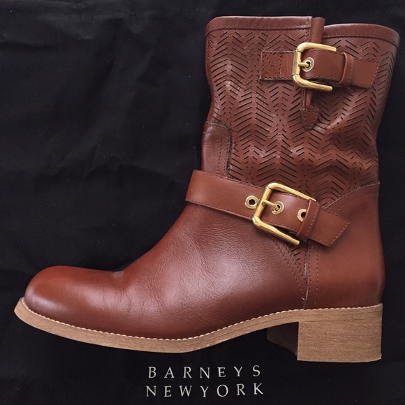 Barneys New York™ Laser-cut Leather Boots Size 8 - Picture 2 of 2