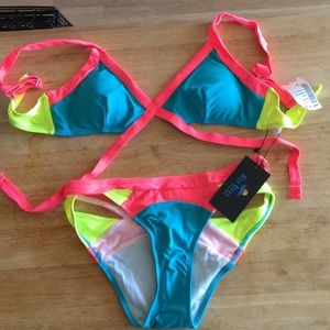Reebees bikini NWT neon strappy