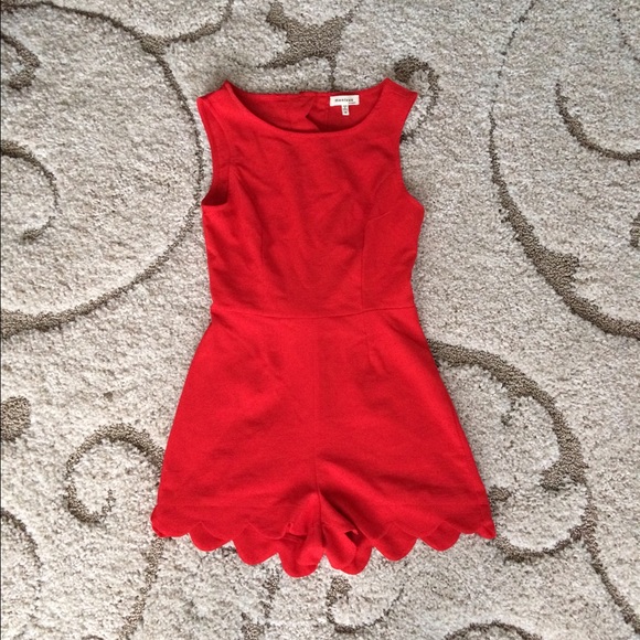 Red Scalloped Romper
