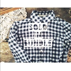 navy & white| checked button down