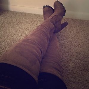 Thigh-High Suede "Tyler" Boot Heels
