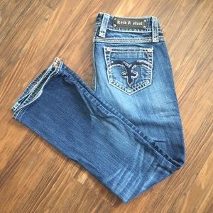 Alanis Boot Rock Revival Jean Sz 27 Sequin Pocket