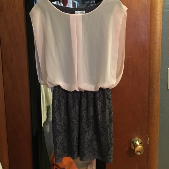 Perfect light pink and gray Valentine's Day dress!