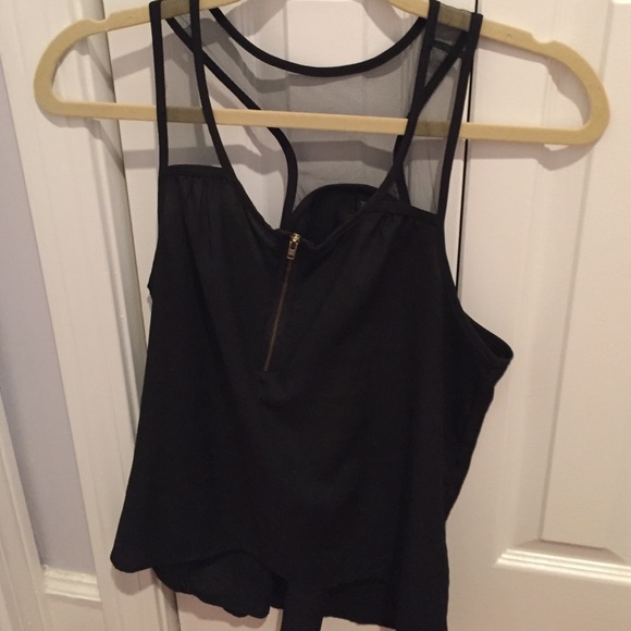 Black mesh razor back tank