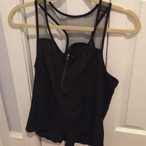 Black mesh razor back tank
