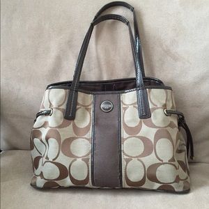 Signature Stripe Drawstring Carryall in Brown