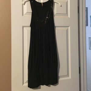 Black bubble dress with sequins around neck