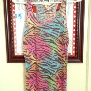 Worn 2 times to beach.Multi color zebra racer back