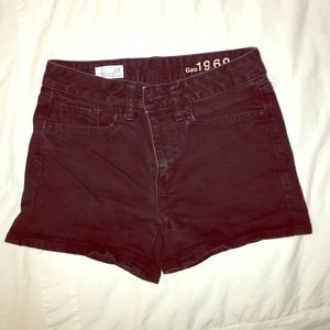 Faded black denim shorts