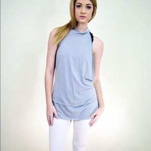 TC ELLIS grayish blue open back top