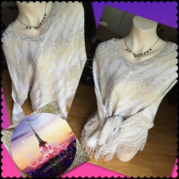 NEW Fringe poncho style top - Picture 2 of 5