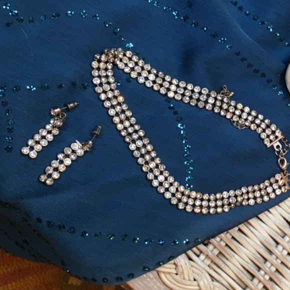 Rhinestone necklace and earrings