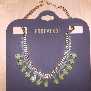 SOLD BNWT Forever 21 blue green bibb necklace