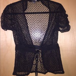 Black lace polka dot top size small