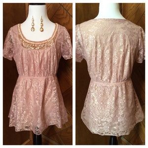 Beaded and lace blouse