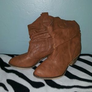 Camel ankle cowgirl boots