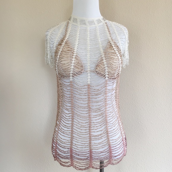 Other - Ombré Beaded Crochet Swimsuit Cover w/ Bikini Top