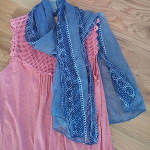 LOFT Blue Patterned Scarf