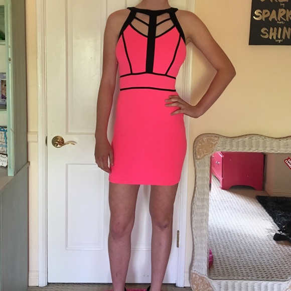 Hot pink mini dress
