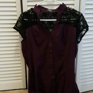 Dark purple lace button down top