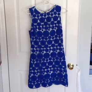 Alice + Olivia blue sleeveless textured dot dress