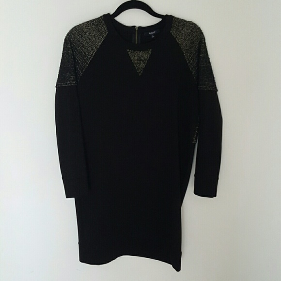 Madewell black and gold sweater dress