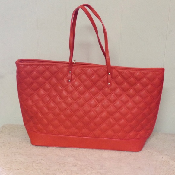 BCBG Orange Quilted Shopping Tote Bag NWT - Picture 2 of 4