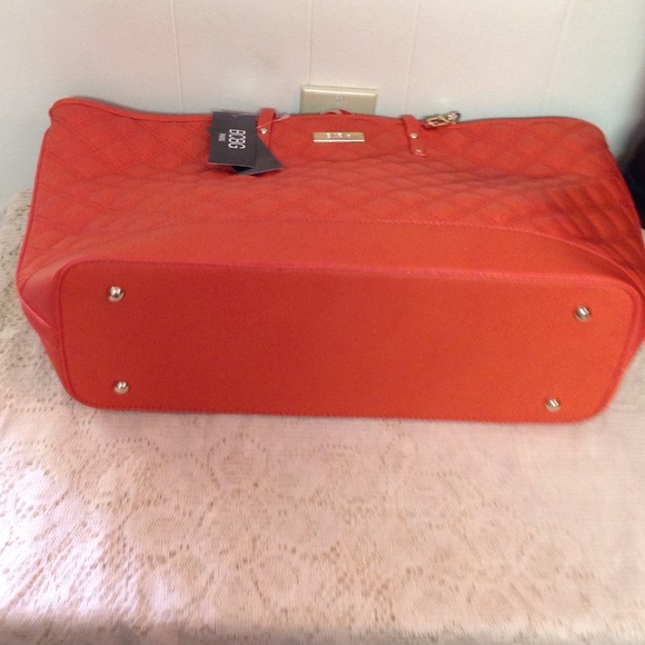 BCBG Orange Quilted Shopping Tote Bag NWT - Picture 4 of 4