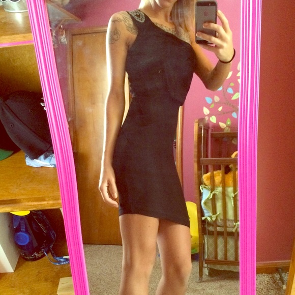 Embellished one shoulder Bebe bandage dress