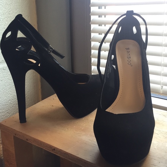 Black ankle strap heels