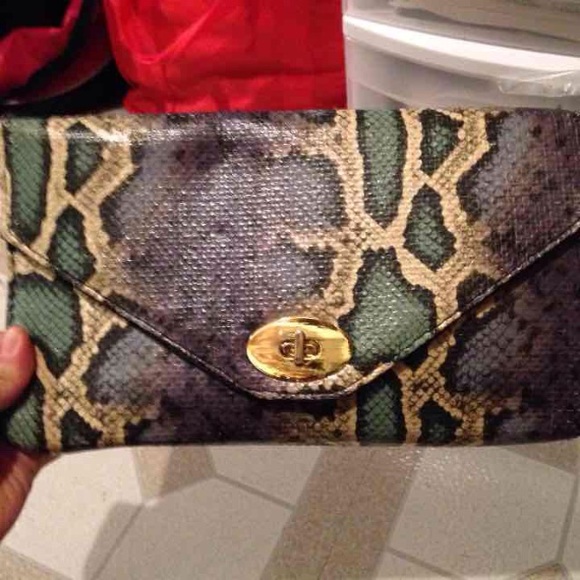 Snake print clutch