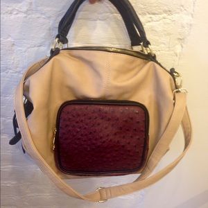 Tan, Black, and Maroon Steve Madden Bag