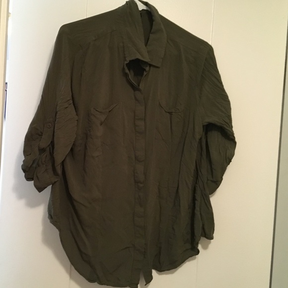 Olive green button down