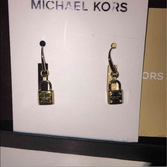 Authentic MK Gold Lock Earings - Picture 2 of 3