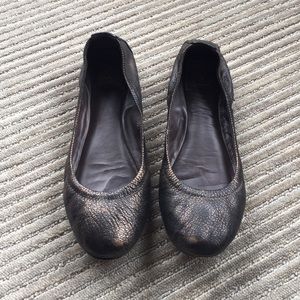 Tory Burch Bronze Metallic Eddie Flats