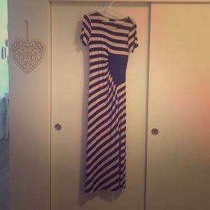 Striped, comfy peach and navy maxi!