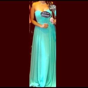 Tiffany Blue Formal strapless gown.