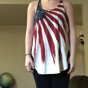American Flag tank top with sheer back side