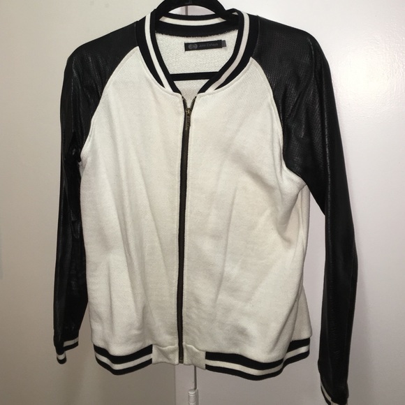 Jet bomber jacket with REAL leather sleeves - Picture 1 of 3
