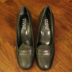 Franco Sarto Black Leather Heels Size 6.5