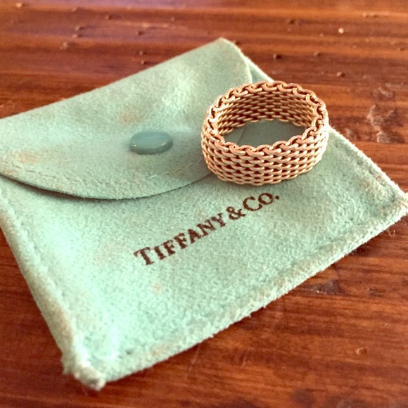 Authentic Tiffany mesh ring; size 6