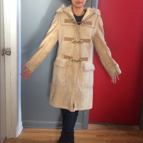 Coach Camel Shearling Toggle Coat