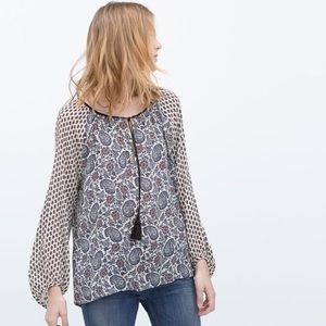 Zara paisley peasant top
