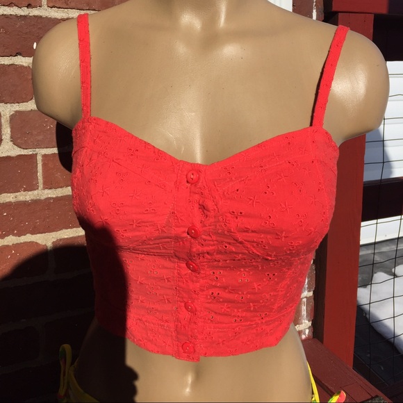 Orange eyelet crop tank - Picture 4 of 4