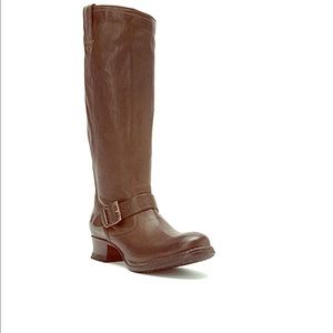 FRYE Martina Engineer Tall Gray Vintage Veg-Tan